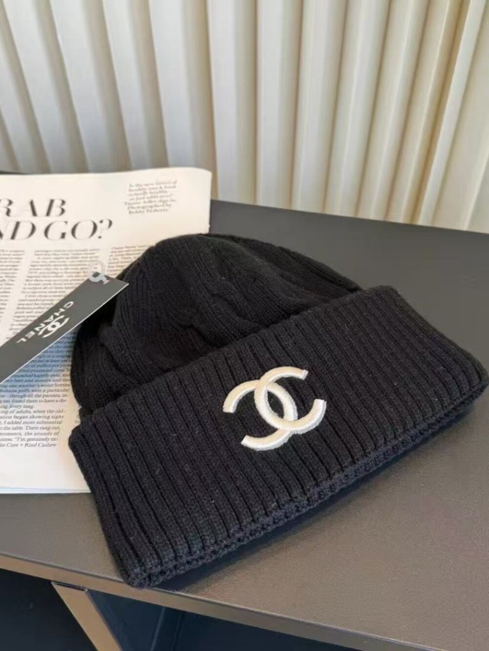✨CHANEL black knit hat✨